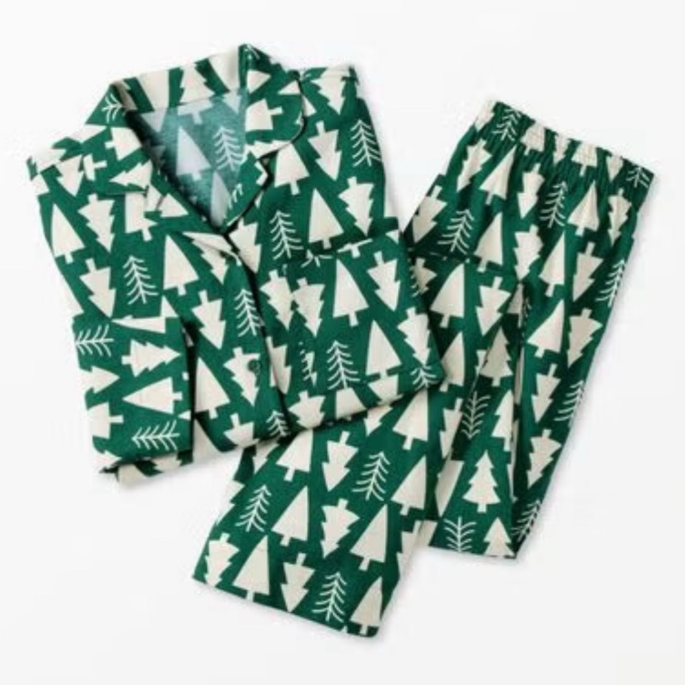 Hanna Andersson Women's Christmas Holiday Green Flannel Pajama 2 Ps Set Size XXL